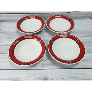 Coca Cola 1995 Gibson Housewares Red White Bowls 8" Set of 4